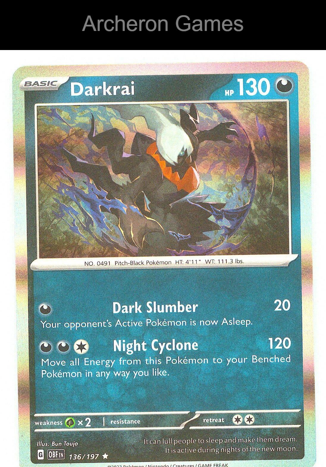Pokemon Card Darkrai OBF 136/197 R Obsidian Flames Holo