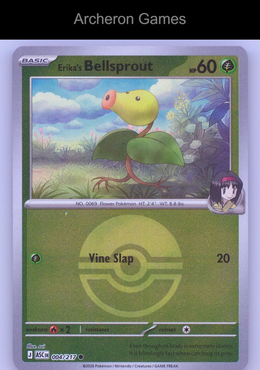 Pokemon Card Erika's Bellsprout (Poke Ball) ASC 004/217 Reverse Holo