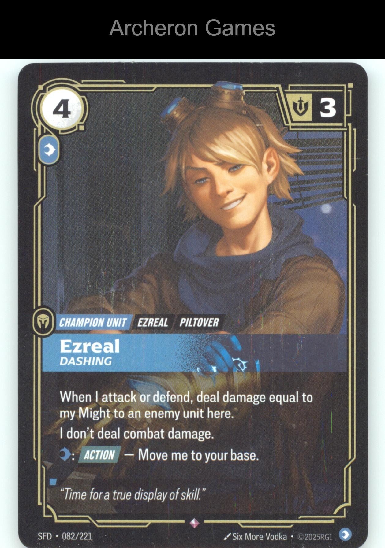 Ezreal - Dashing SFD 082/221 R Riftbound Card Spiritforged