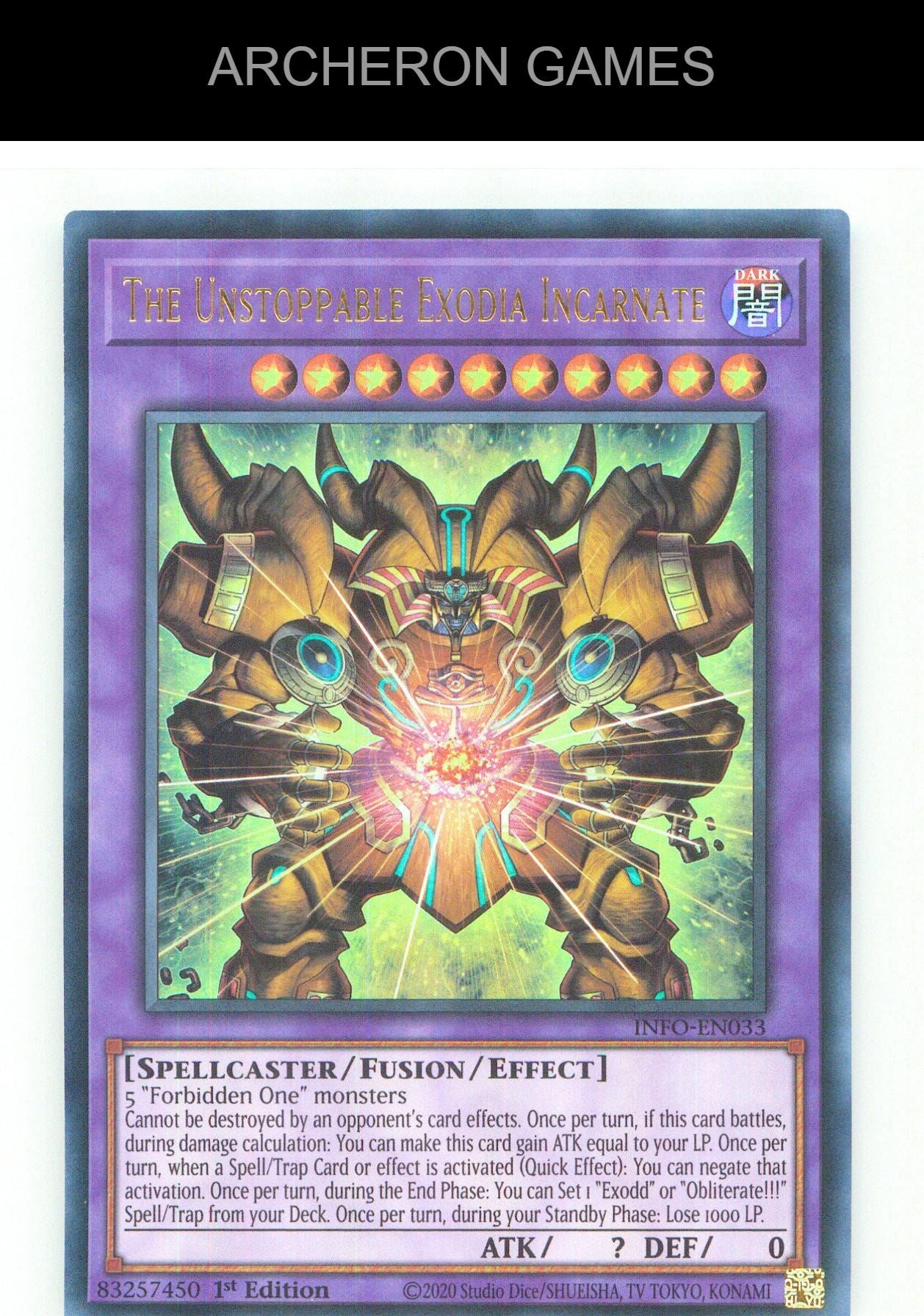 The Unstoppable Exodia Incarnate UR YUGIOH Card 1st Edition