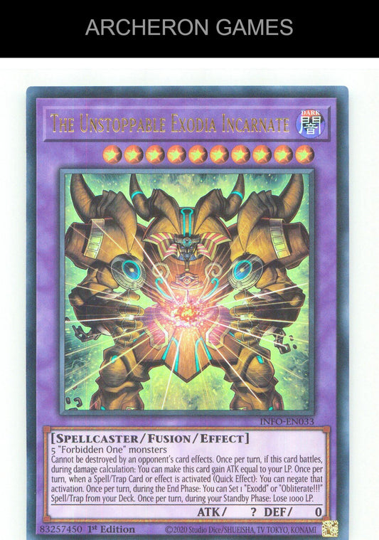 The Unstoppable Exodia Incarnate UR YUGIOH Card 1st Edition
