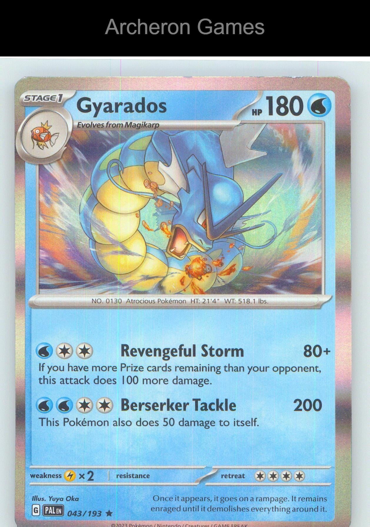 Pokemon Card Gyarados PAL 043/193 R Paldea Evolved Holo
