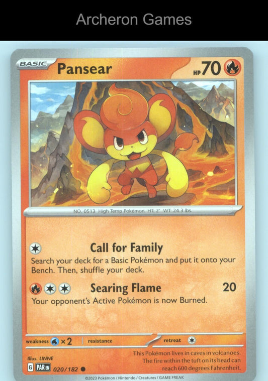 Pokemon Card Pansear PAR 020/182 C Paradox Rift