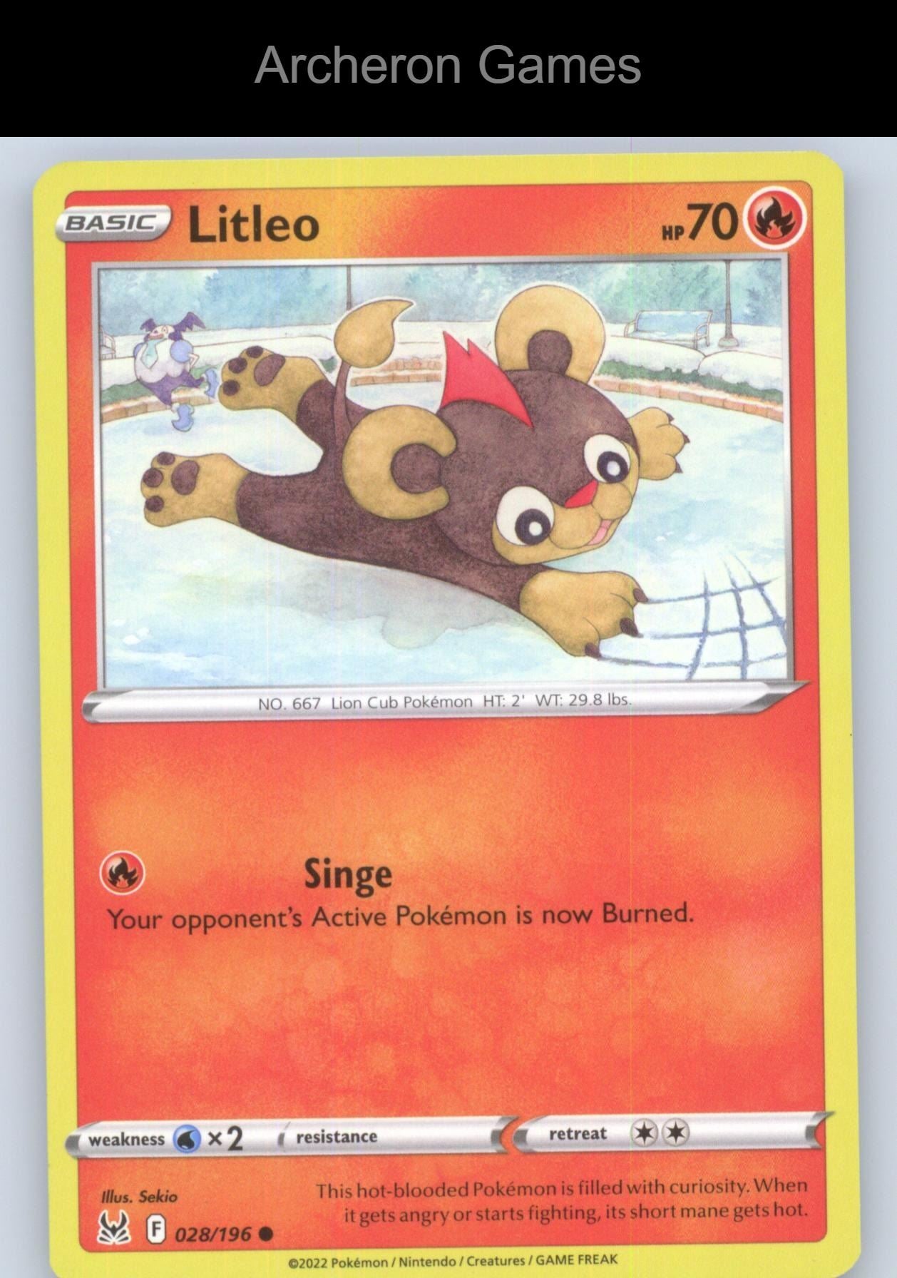 Pokemon Card Litleo LOR 028/196 C Lost Origin