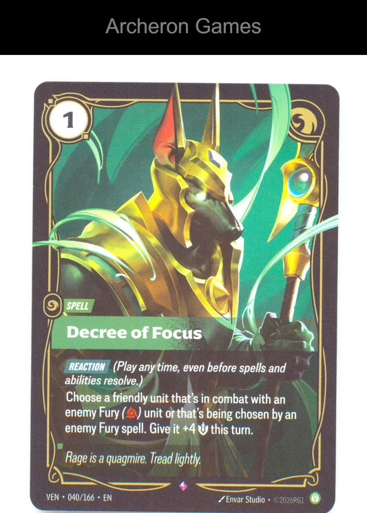 Decree of Focus VEN 040/166 R Vendetta Riftbound Card Foil
