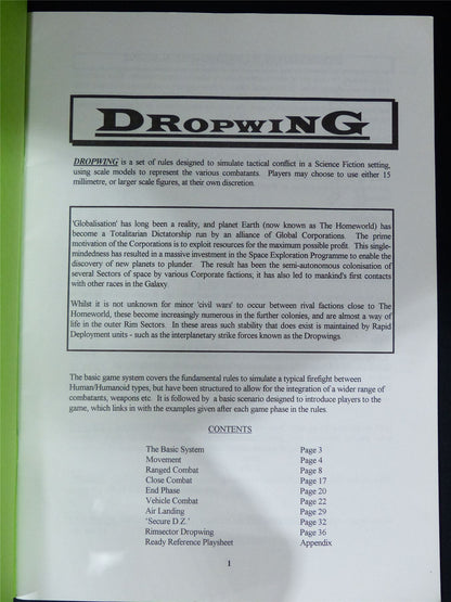 Dropwing Future Combat Game System Special Edition - Roleplaying Booklet #2RH