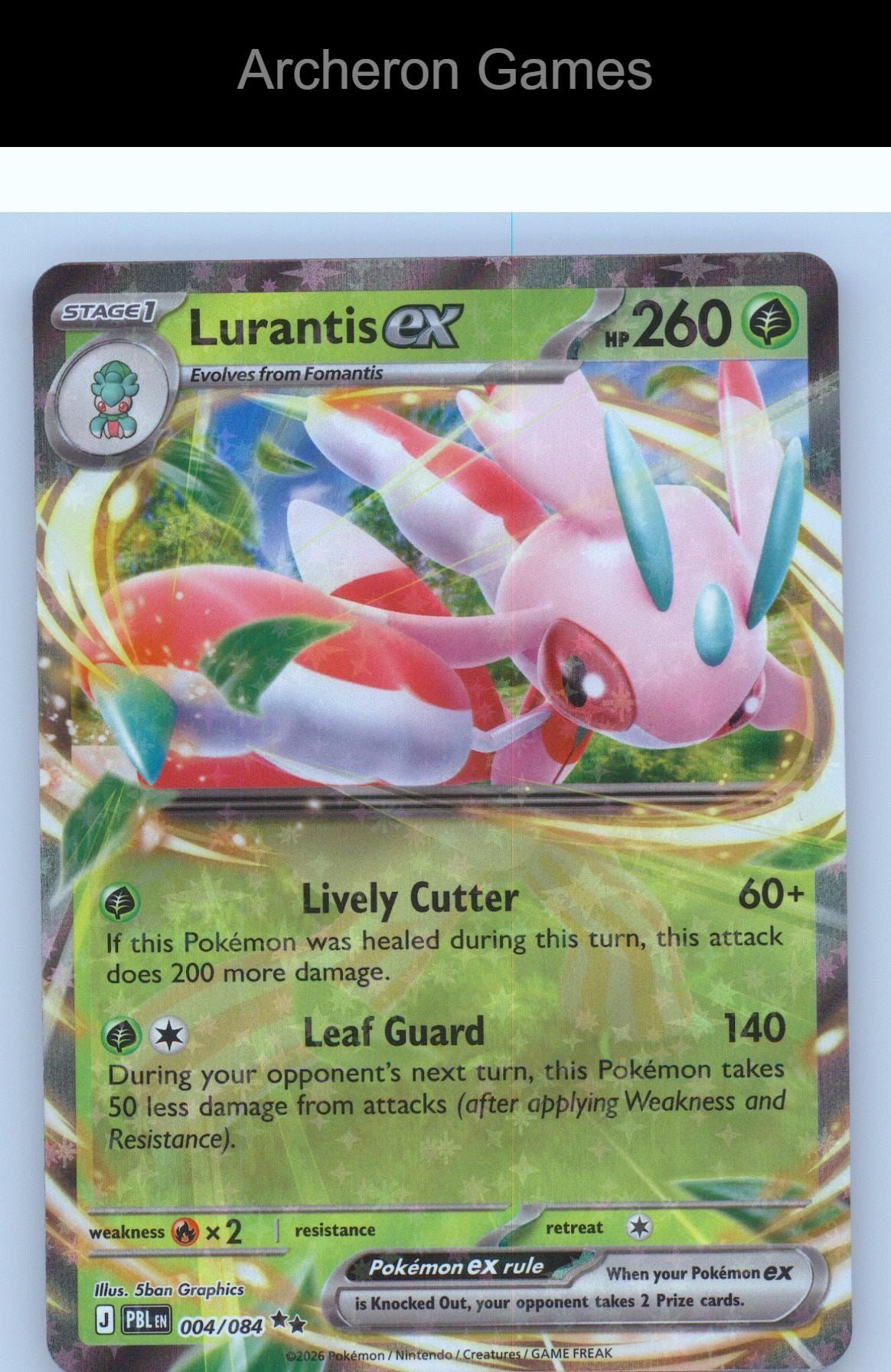 Pokemon Card Lurantis ex ME05 004/084 Double Rare Pitch Black Holo