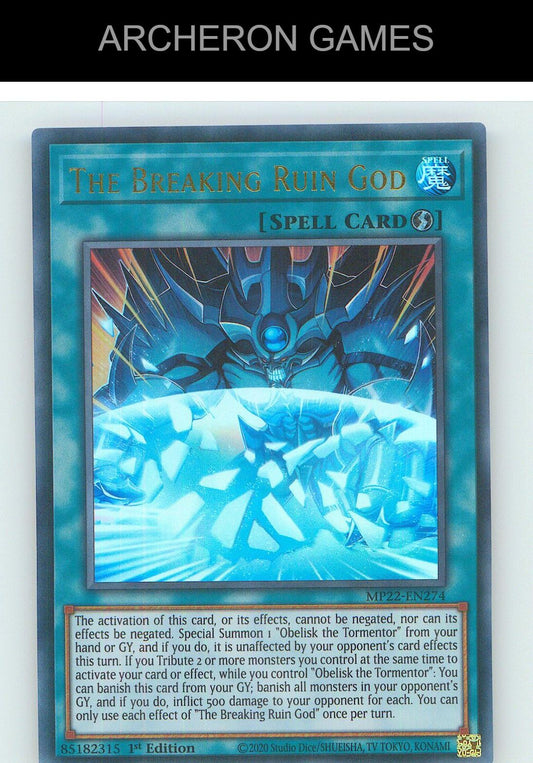 The Breaking Ruin God Ultra Rare YUGIOH Card 1st Edition