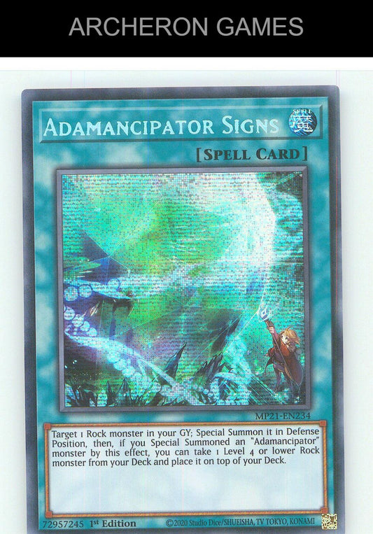 Adamancipator Signs Prismatic Secret Rare YUGIOH Card 1st Edition