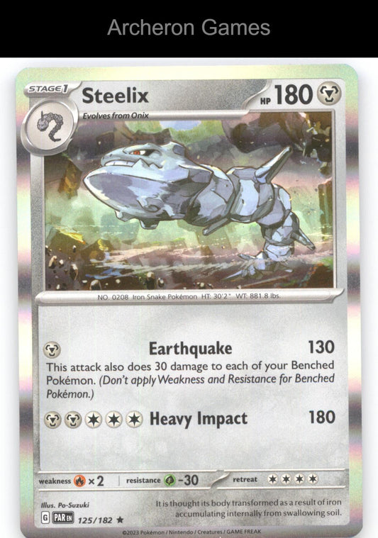 Pokemon Card Steelix PAR 125/182 R Paradox Rift Holo