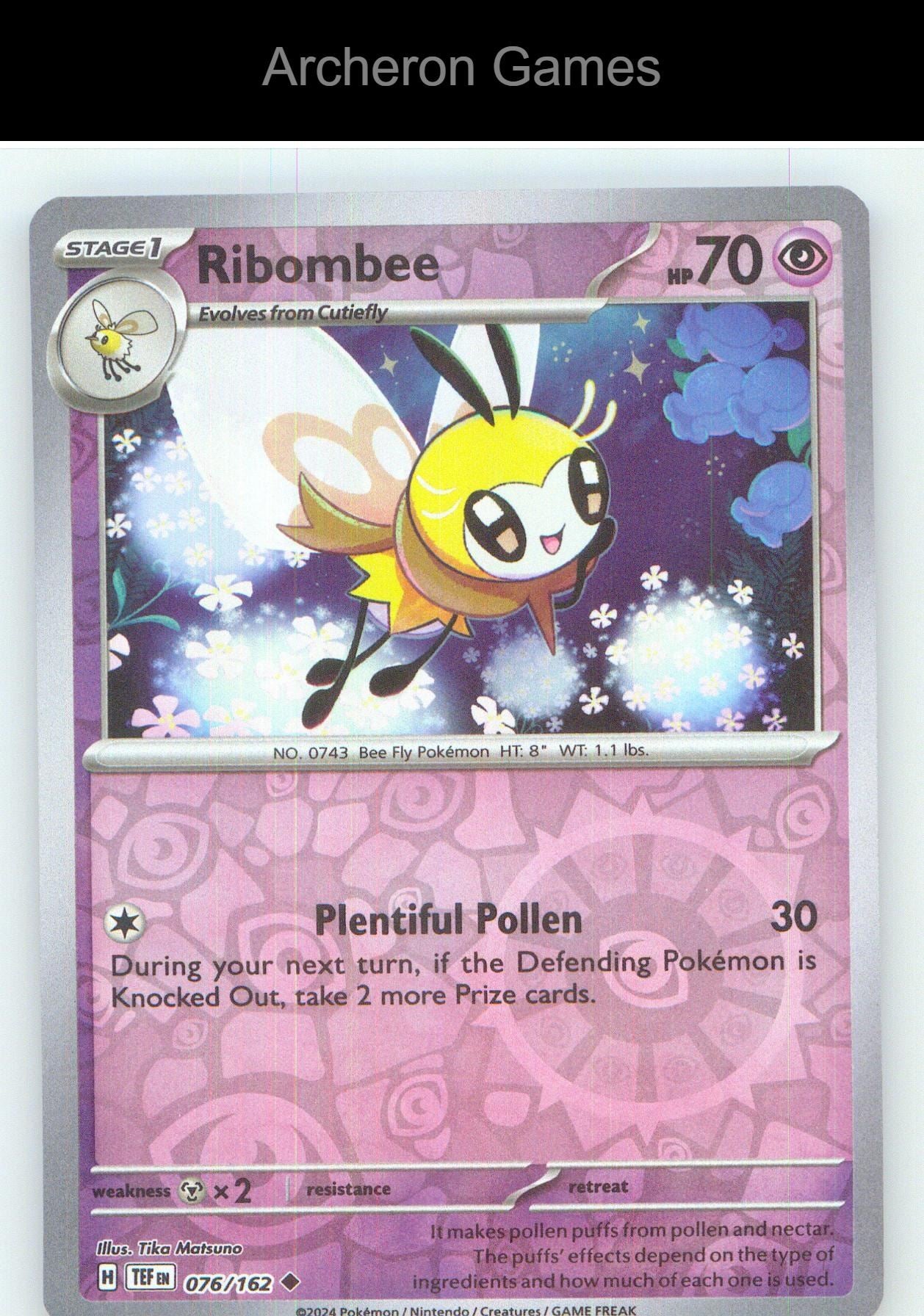 Pokemon Card Ribombee TEF 076/162 UC Temporal Forces Reverse Holo