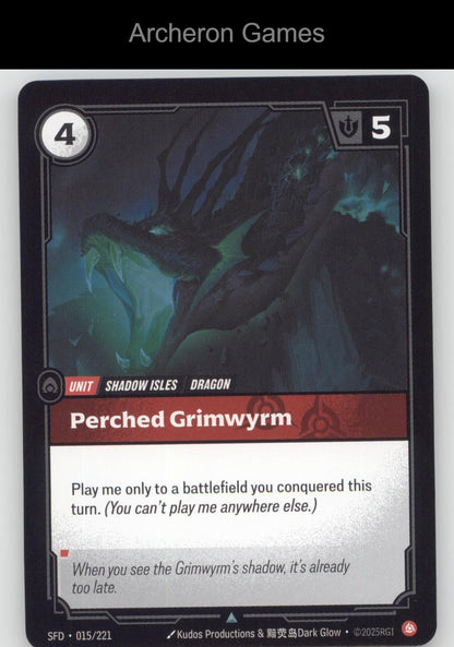 Perched Grimwyrm SFD 015/221 UC  Card Spiritforged