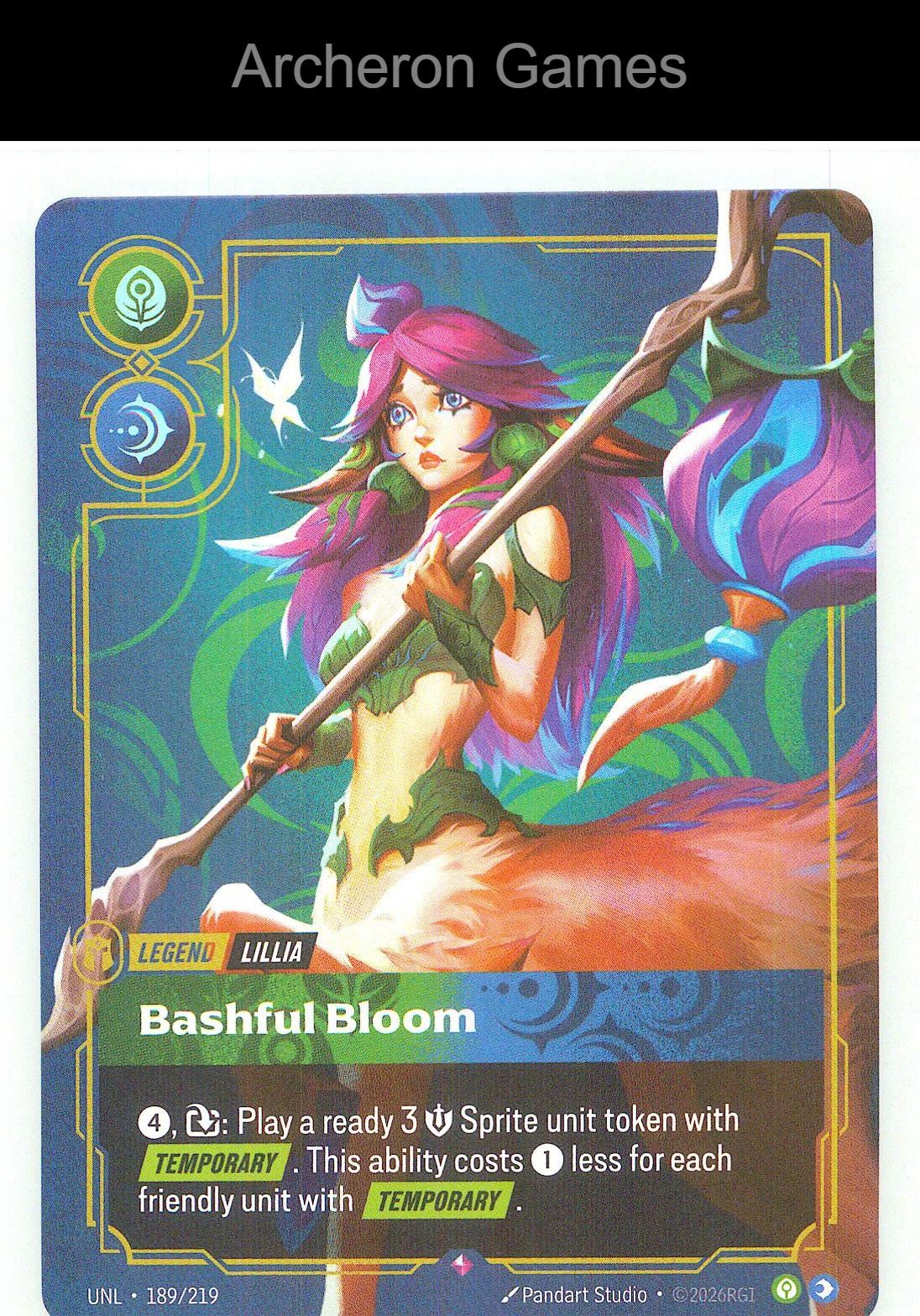 Lillia - Bashful Bloom UNL 189/219 R Unleashed Riftbound Card