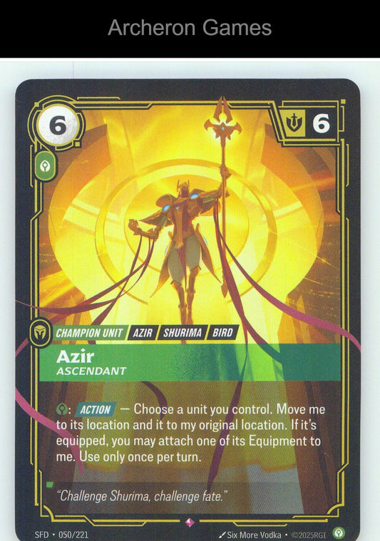 Azir - Ascendant SFD 050/221 R Spiritforged Riftbound Card Foil