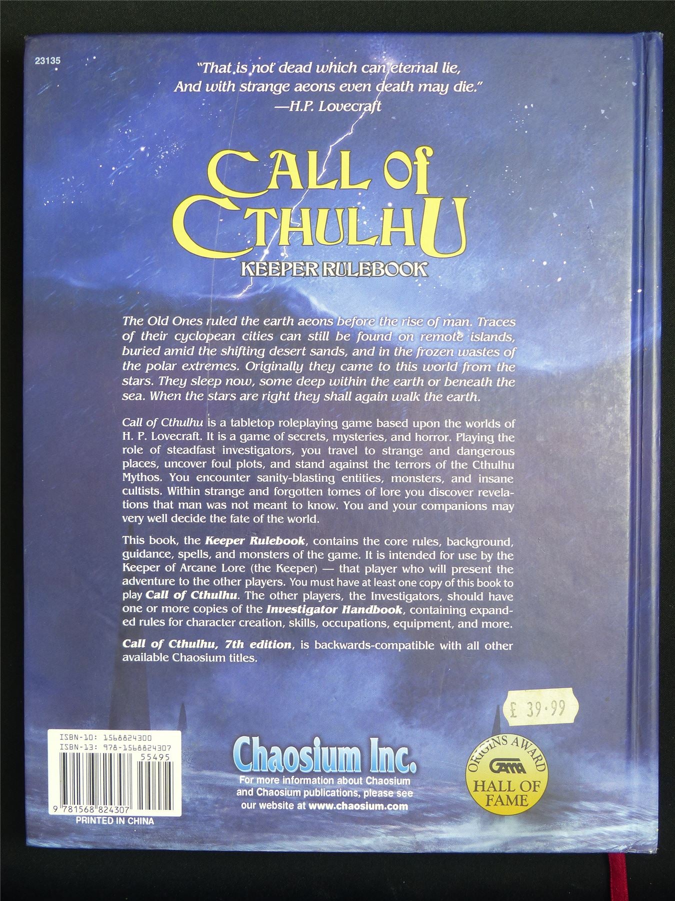 Call of Cthulhu Keeper Rulebook - Roleplay Hardback #1FO