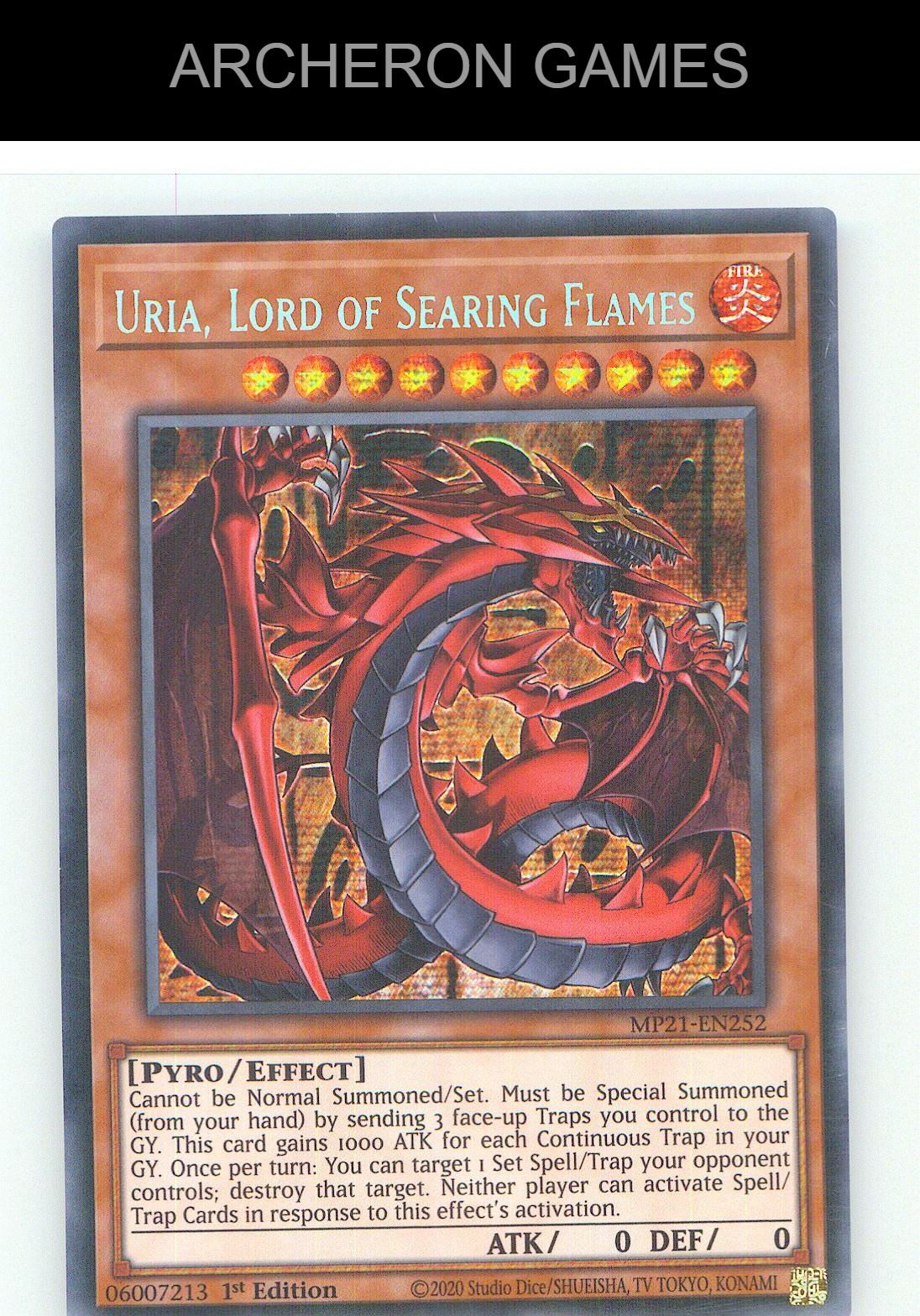 Uria, Lord of Searing Flames Prismatic Secret Rare YUGIOH Card 1st Edition