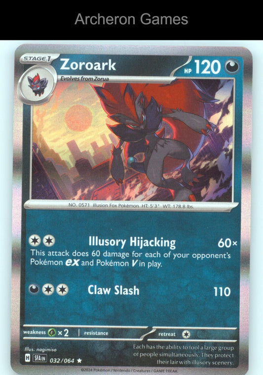 Pokemon Card Zoroark SFA 032/064 R Shrouded Fable Holo