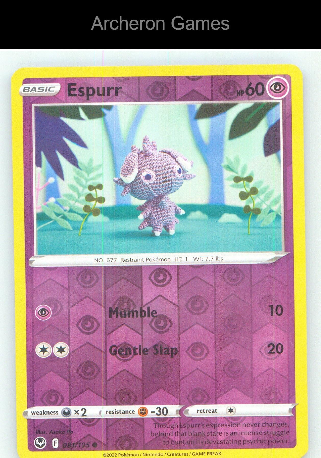 Pokemon Card Espurr SIT 081/195 C Silver Tempest Reverse Holo
