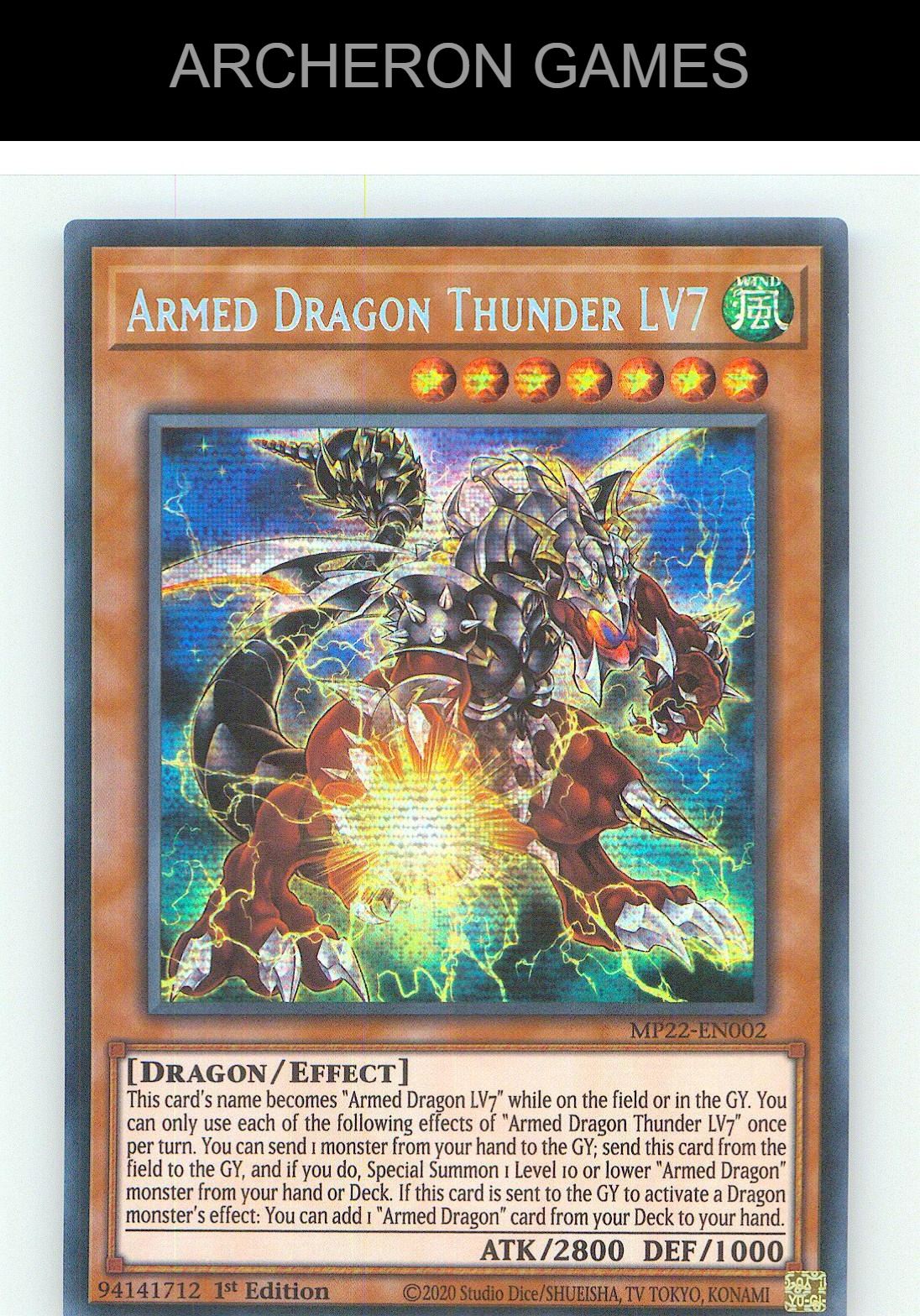 Armed Dragon Thunder LV7 Prismatic Secret Rare YUGIOH Card 1st Edition