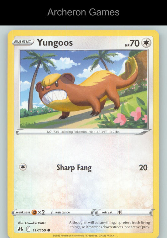 Pokemon Card Yungoos CRZ 117/159 C Crown Zenith