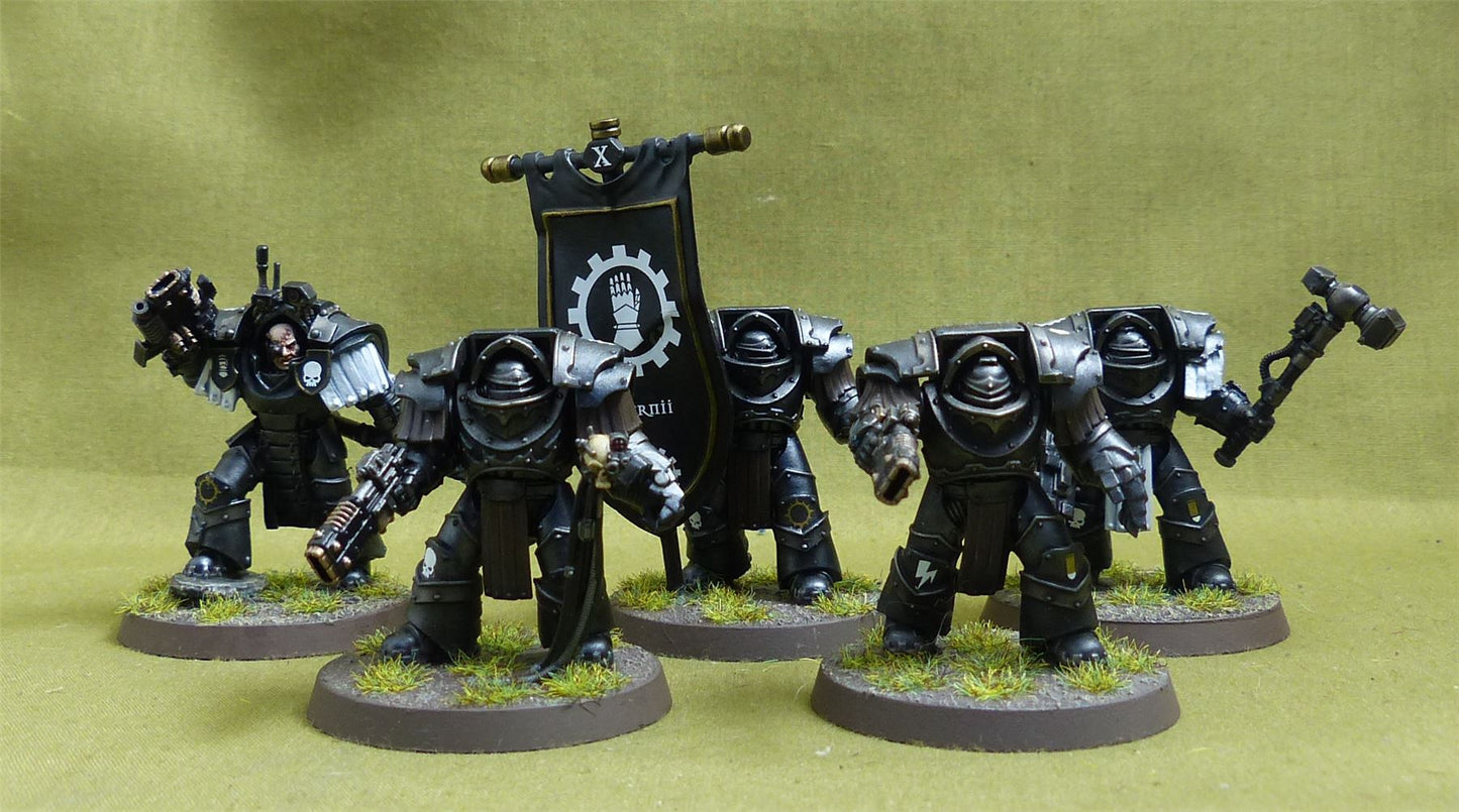 Legion Cataphractii Terminator Command Squad painted - Iron Hands - Warhammer Horus Heresy #2Q9