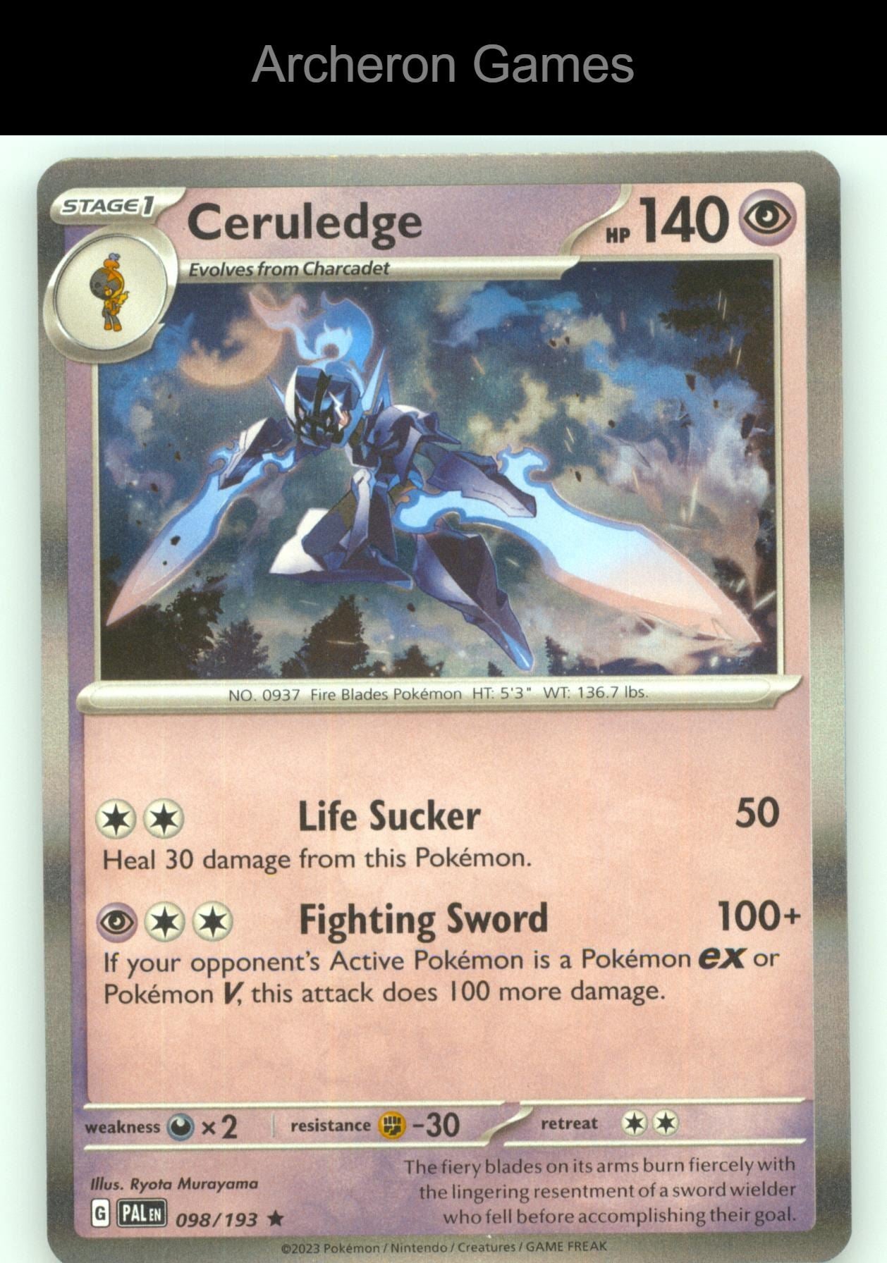 Pokemon Card Ceruledge (Cosmos Holo) MCAP 098/193 Miscellaneous Cards & Products