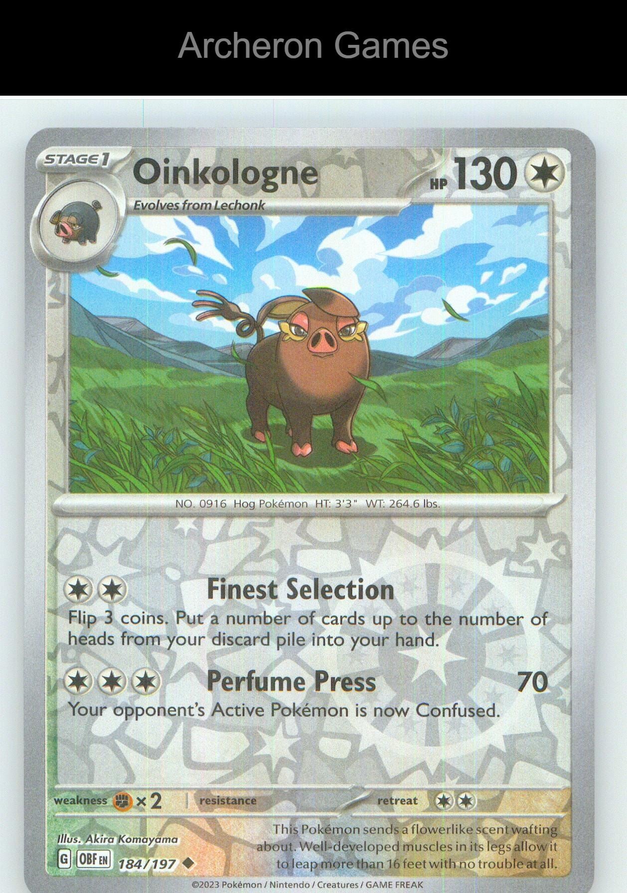 Pokemon Card Oinkologne OBF 184/197 UC Obsidian Flames Reverse Holo