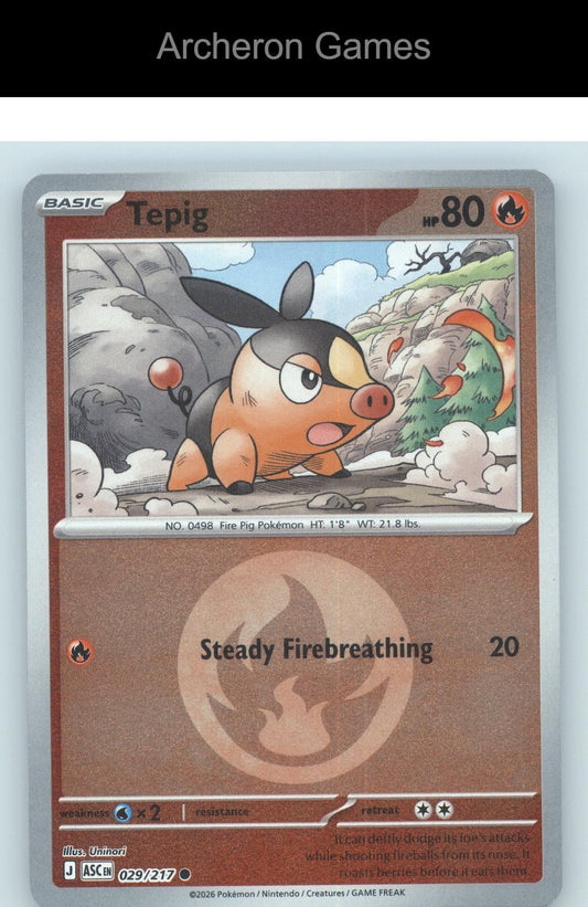 Pokemon Card Tepig (Energy Symbol Pattern) ASC 029/217  Reverse Holo