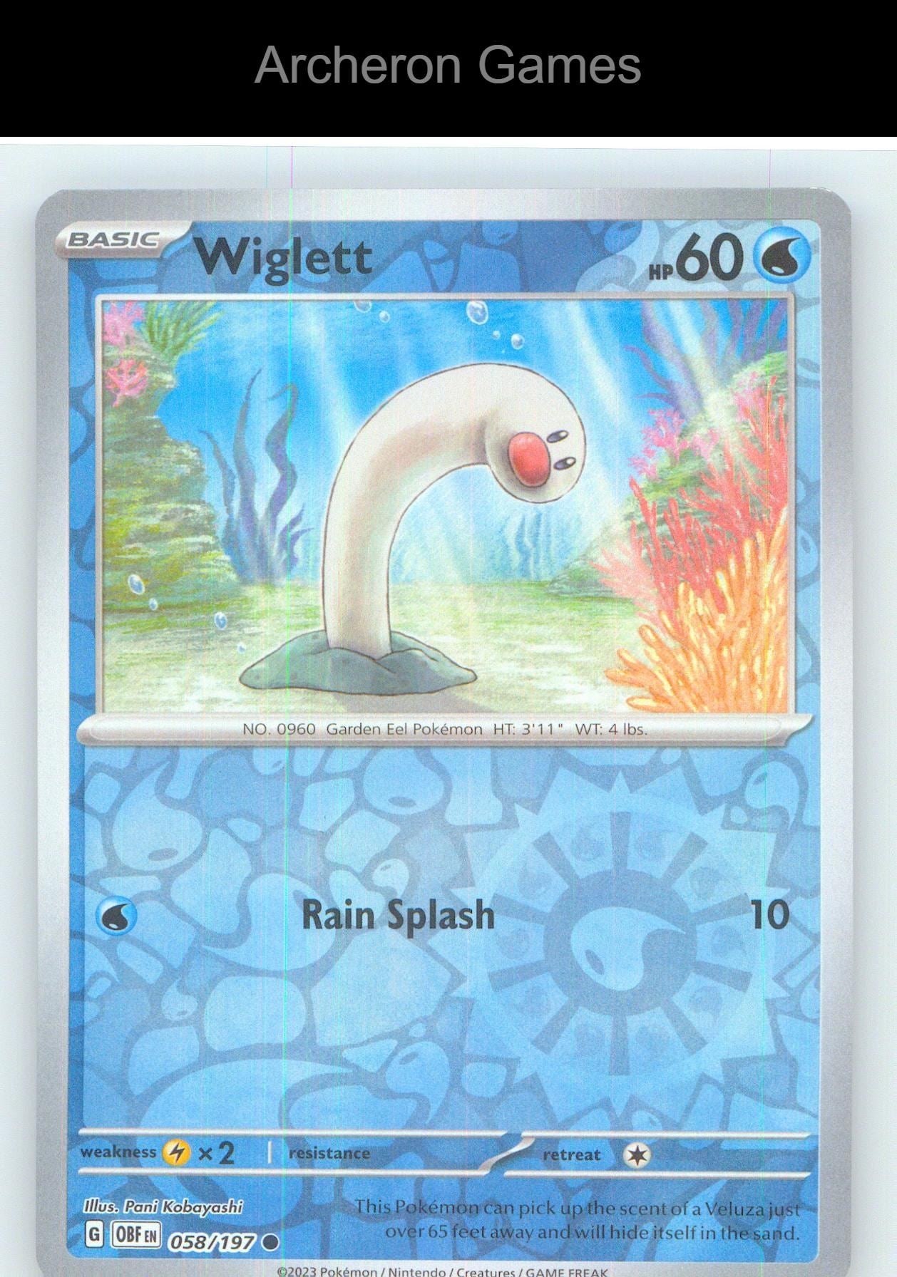 Pokemon Card Wiglett OBF 058/197 C Obsidian Flames Reverse Holo