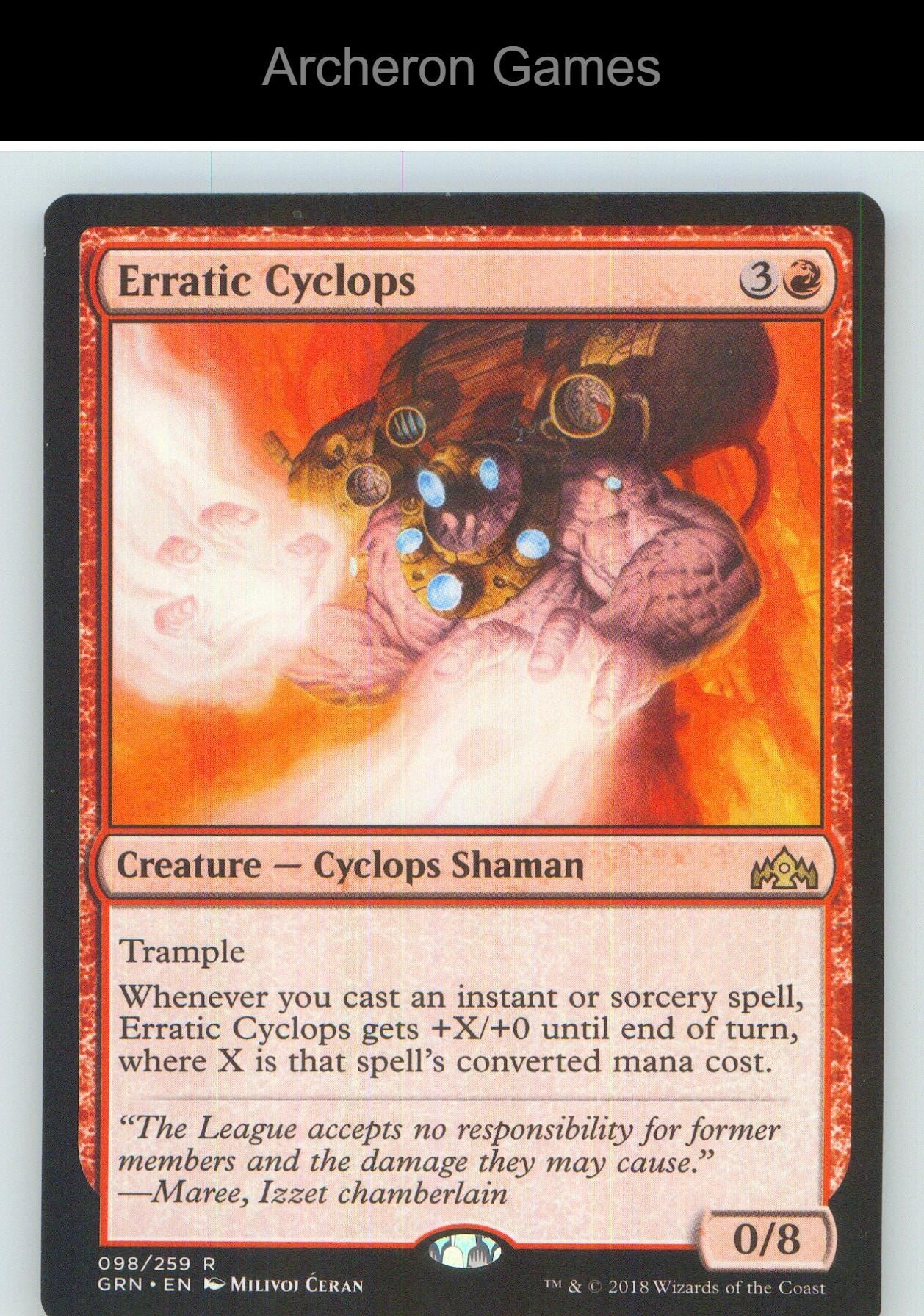 Erratic Cyclops GRN 98 R MTG Card NM/EX+
