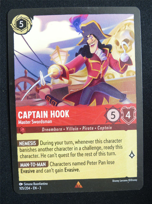 Captain Hook Master Swordsman 105/204 - Lorcana Card #17Y
