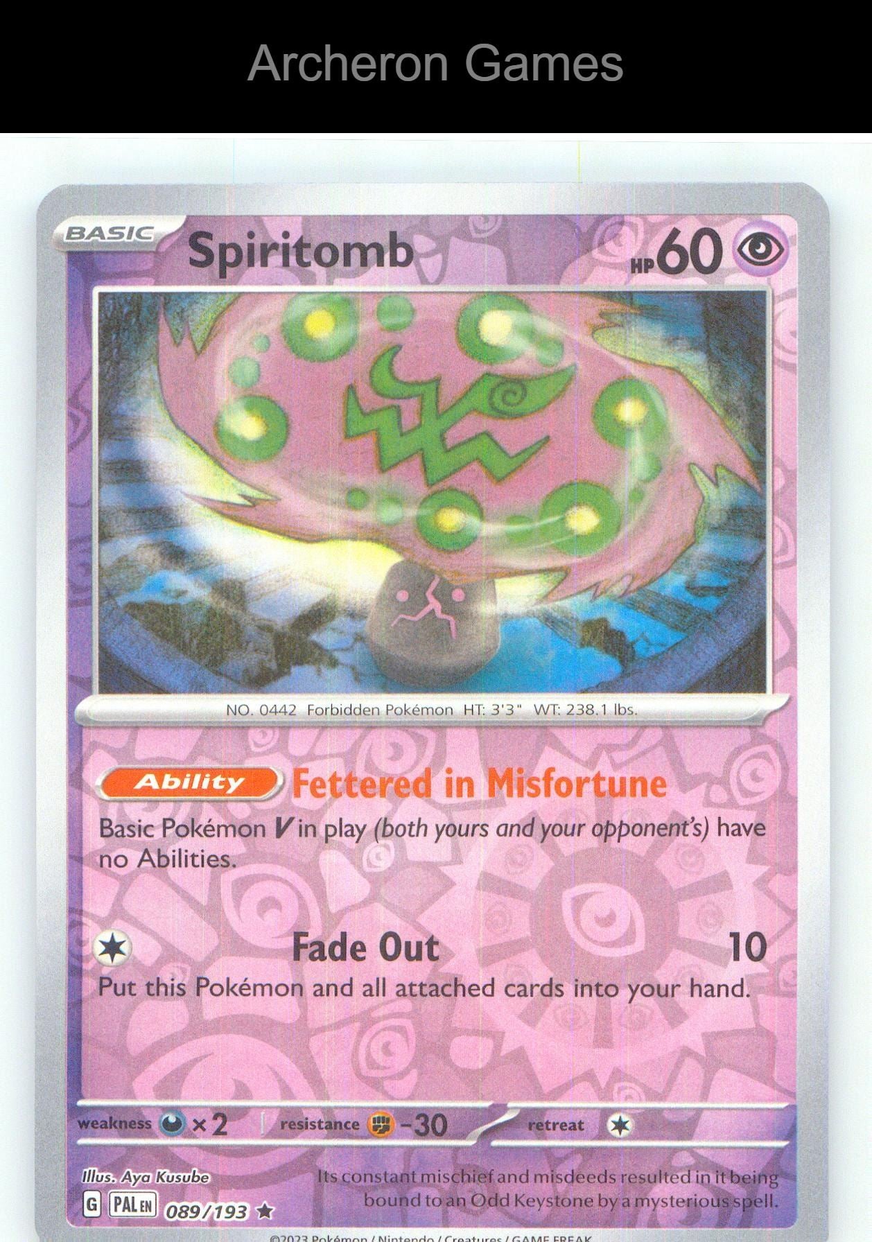 Pokemon Card Spiritomb PAL 089/193 R Paldea Evolved Reverse Holo
