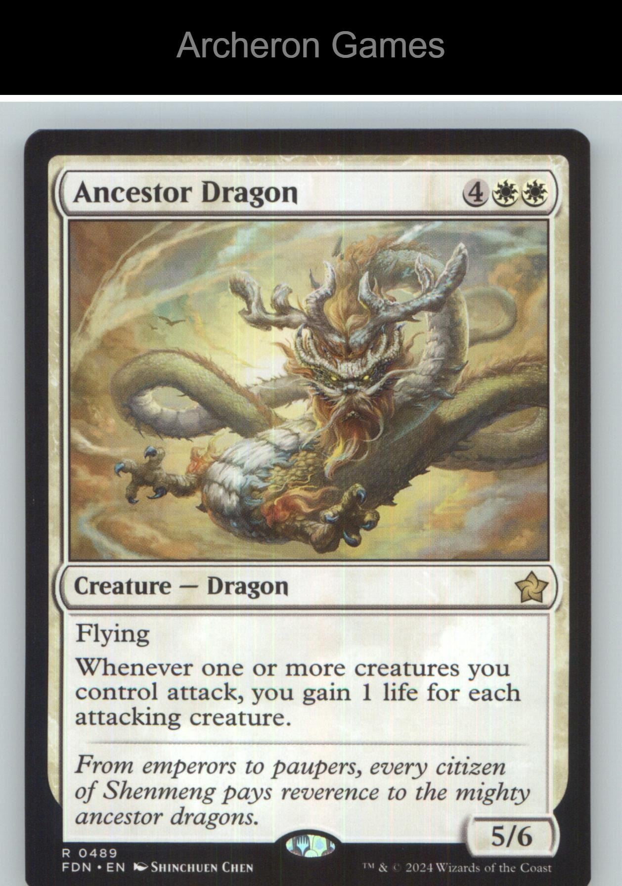Ancestor Dragon FDN 489 R MTG Card NM/EX+