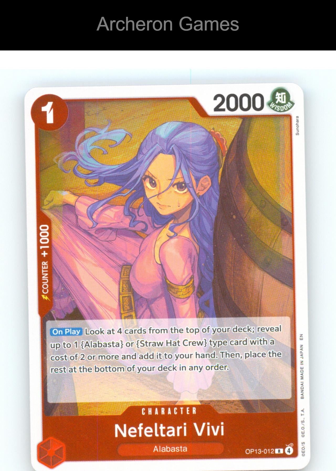 Nefeltari Vivi OP13-012 R One Piece Card NM/EX+ Foil