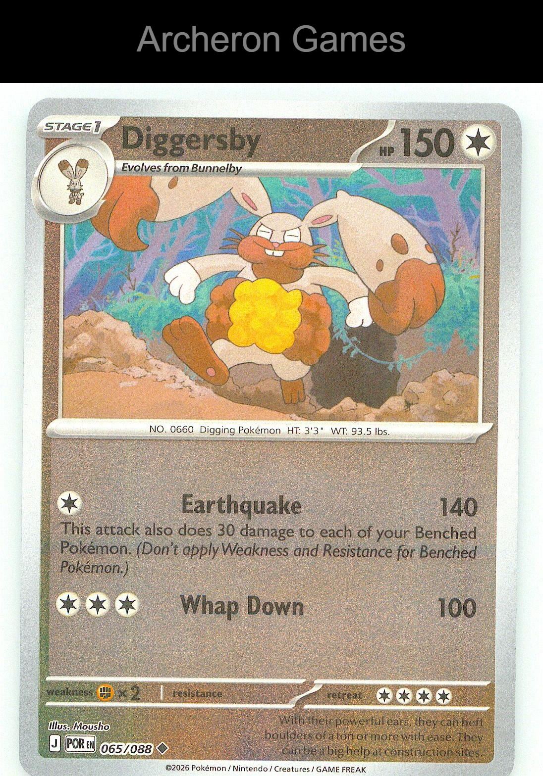 Pokemon Card Diggersby ME03 065/088 UC Perfect Order Reverse Holo