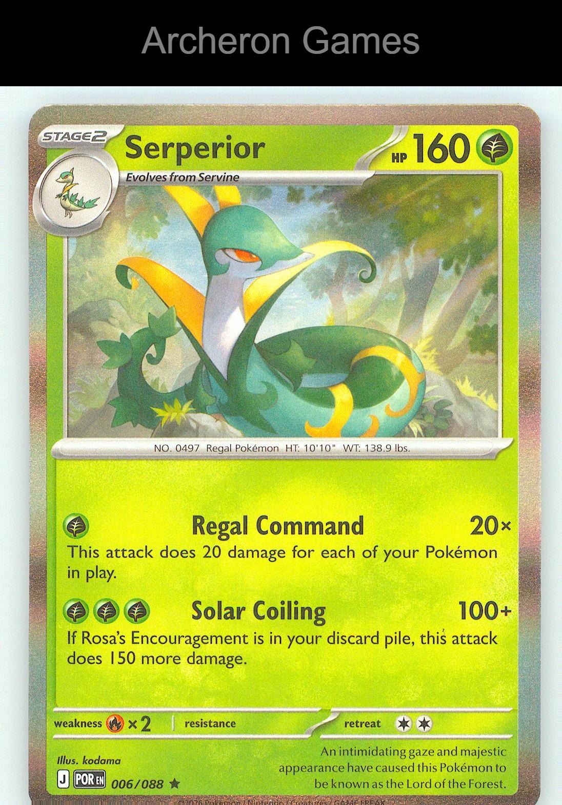 Pokemon Card Serperior (Non-Holo) PR 006/088 R Deck Exclusives