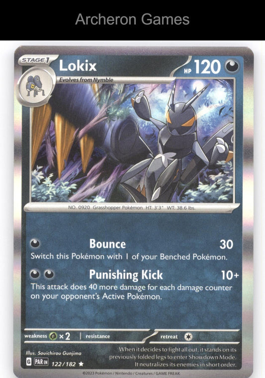 Pokemon Card Lokix PAR 122/182 R Paradox Rift Holo