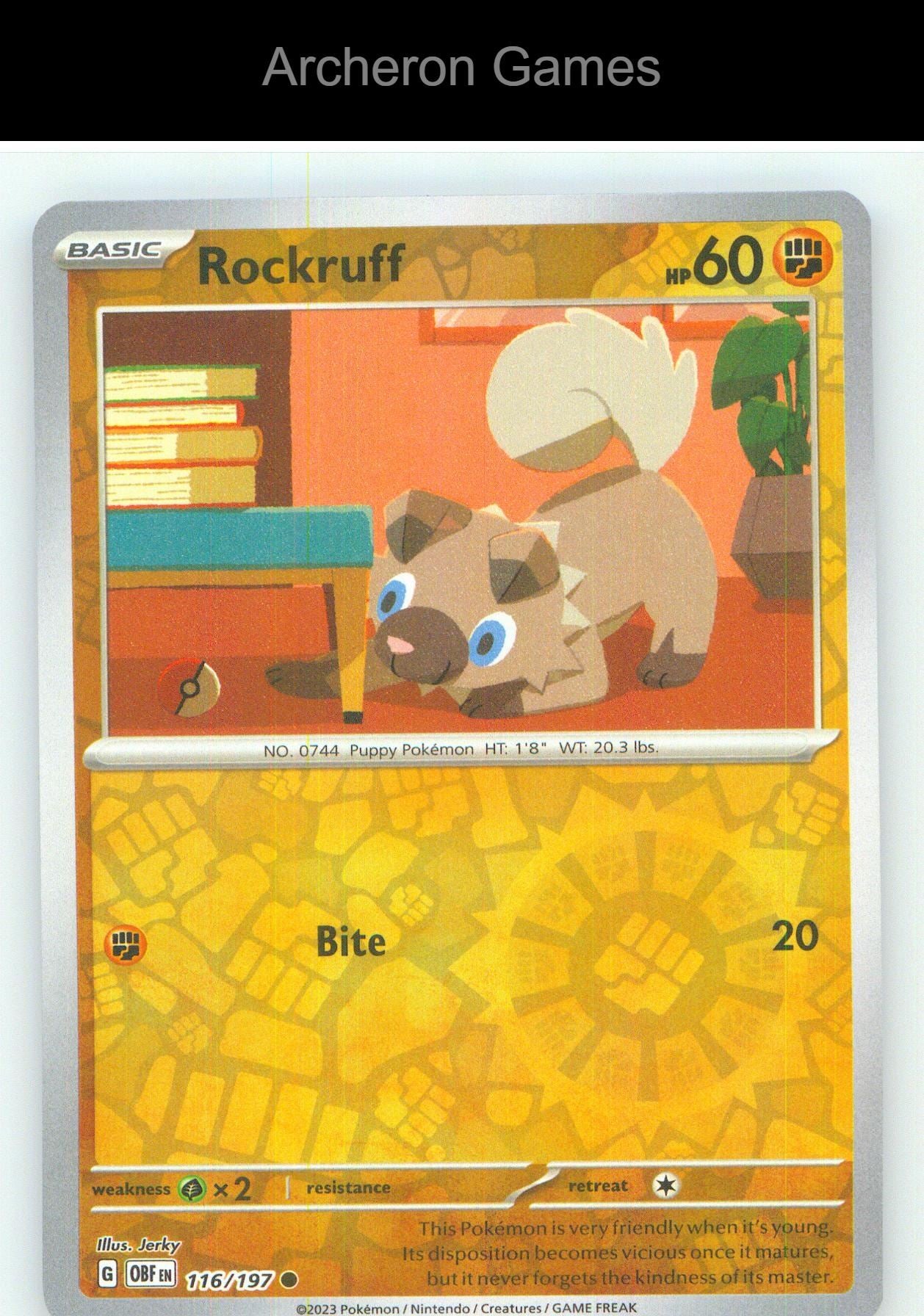 Pokemon Card Rockruff OBF 116/197 C Obsidian Flames Reverse Holo