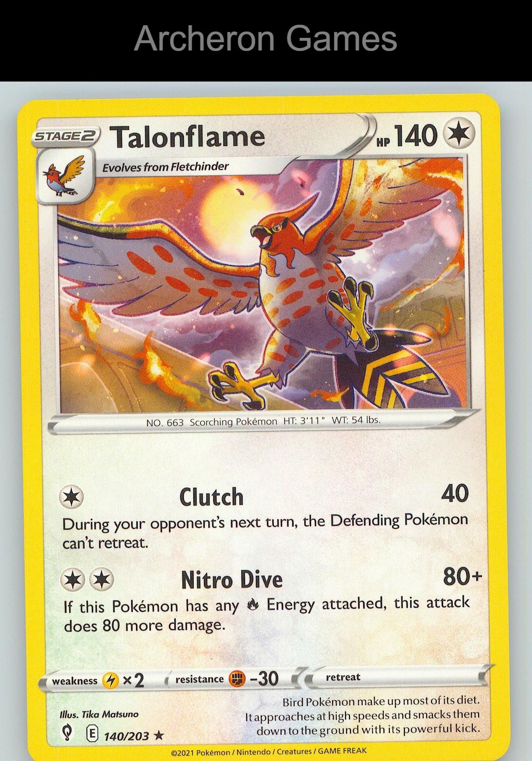 Pokemon Card Talonflame EVS 140/203 R Evolving Skies