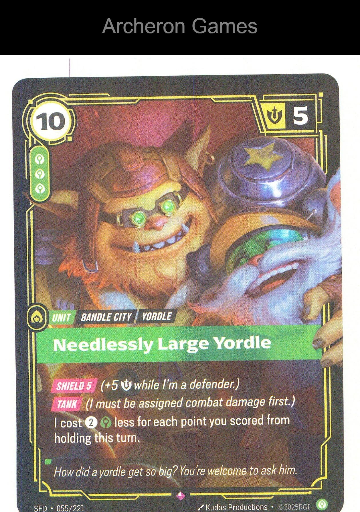 Needlessly Large Yordle SFD 055/221 R Spiritforged Riftbound Card Foil