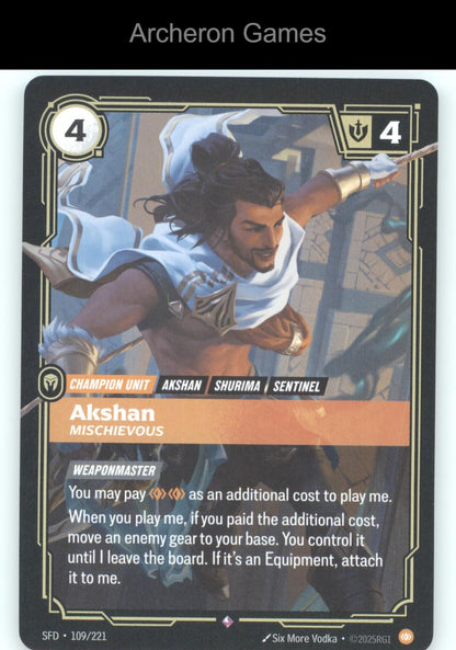 Akshan - Mischievous SFD 109/221 R  Card Spiritforged