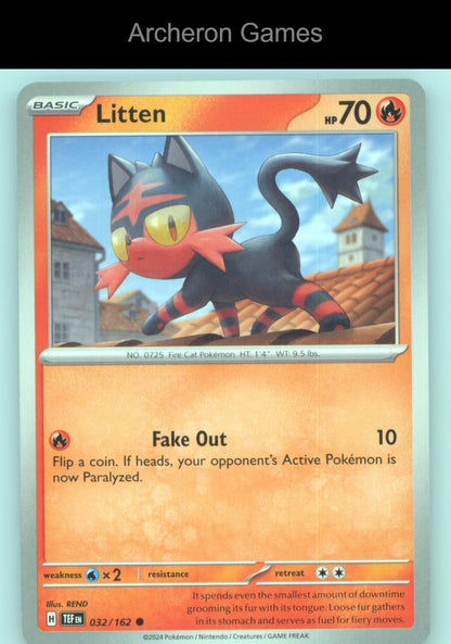 Pokemon Card Litten TEF 032/162 C Temporal Forces