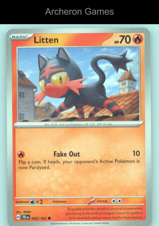 Pokemon Card Litten TEF 032/162 C Temporal Forces
