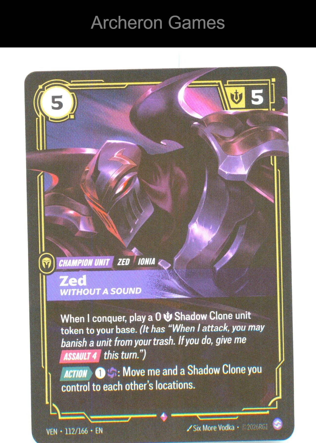Zed - Without a Sound VEN 112/166 R Vendetta Riftbound Card Foil
