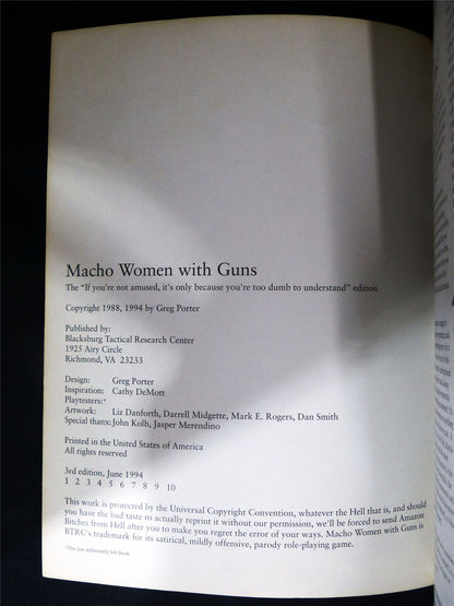 Macho Women with Guns by Greg Porter - BTRC Roleplay Softback #2V7