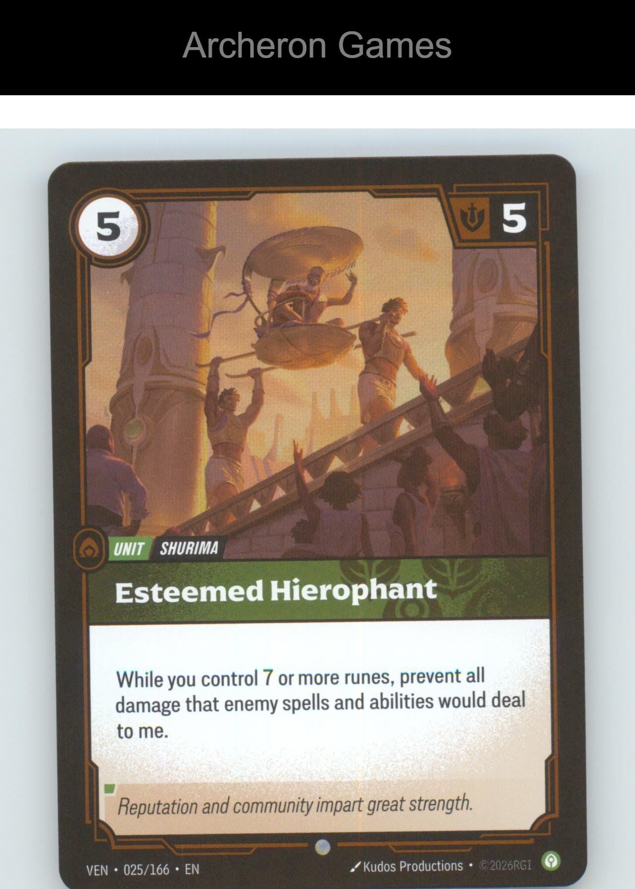 Esteemed Hierophant VEN 025/166 C Vendetta Riftbound Card Foil