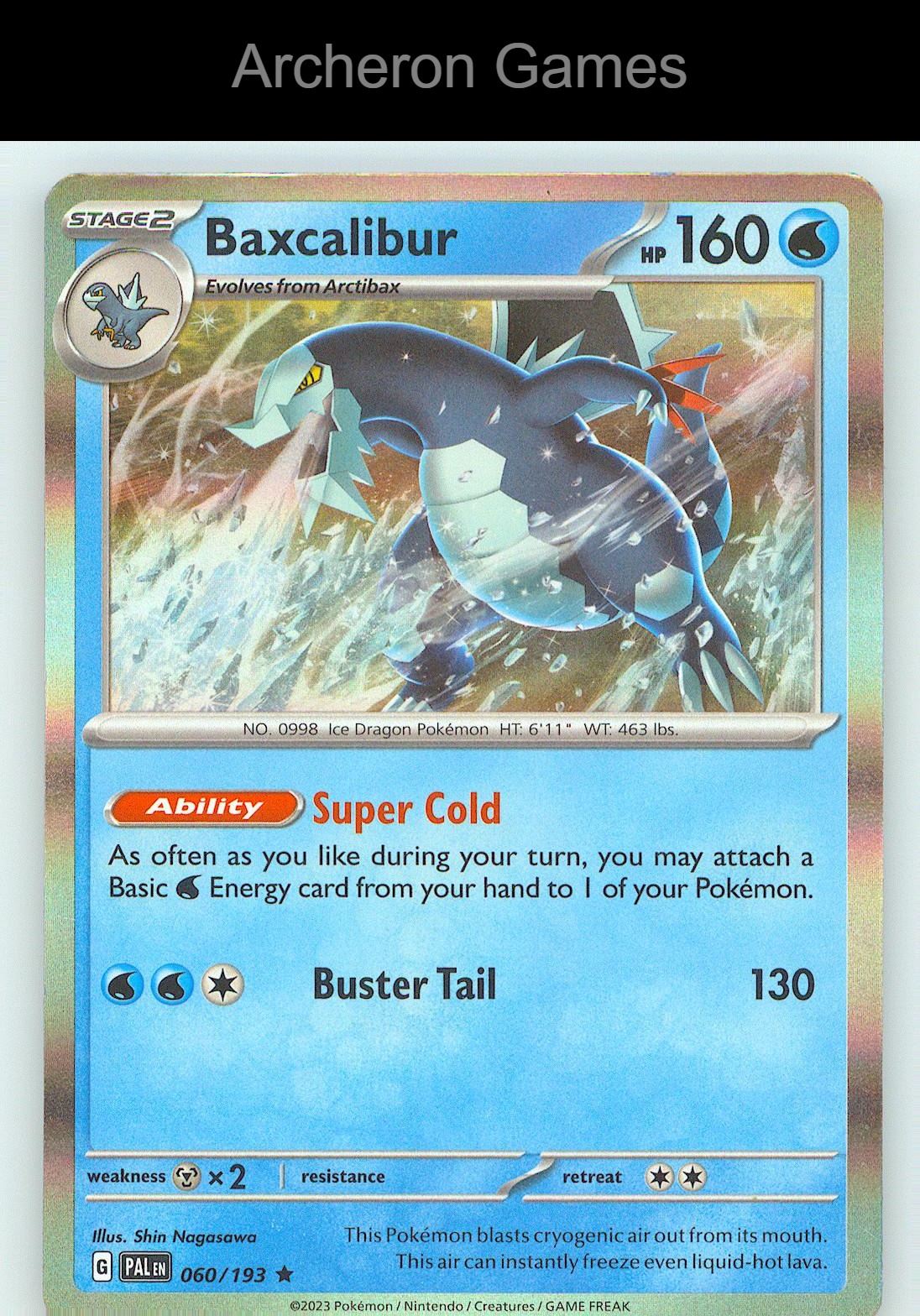 Pokemon Card Baxcalibur PAL 060/193 R Paldea Evolved Holo