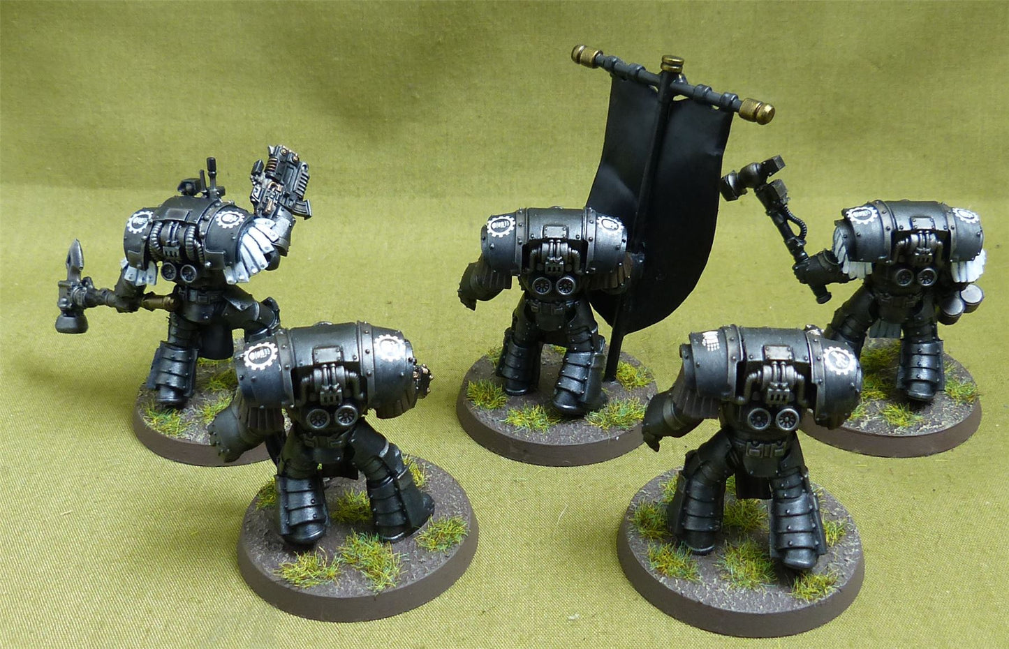 Legion Cataphractii Terminator Command Squad painted - Iron Hands - Warhammer Horus Heresy #2Q9