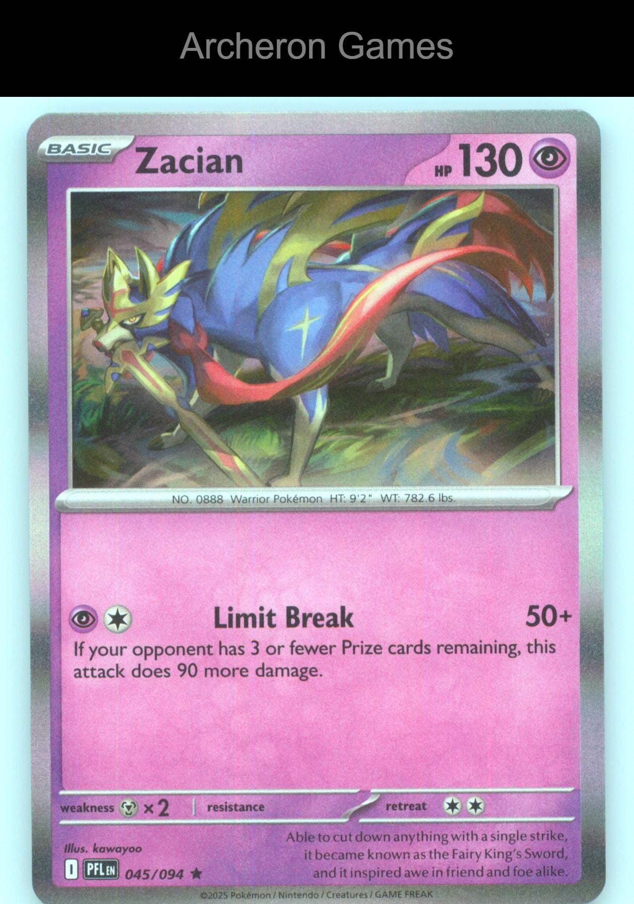Pokemon Card Zacian PFL 045/094 R Phantasmal Flames Holo