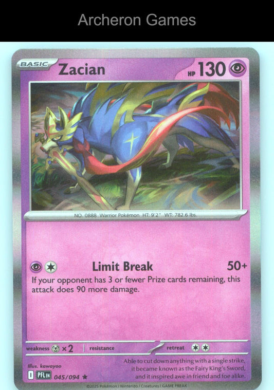 Pokemon Card Zacian PFL 045/094 R Phantasmal Flames Holo